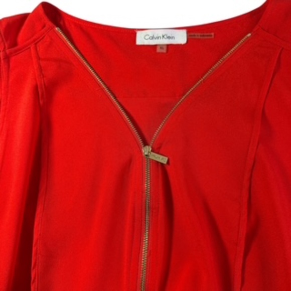 Calvin Klein Sleeveless Tangerine 1/4 Gold Look Zip Relaxed Fit Top Size XL - Picture 3 of 7